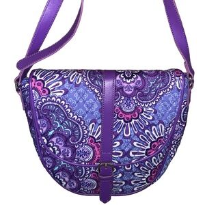 Vera Bradley Slim Saddle Bag Lilac Tapestry Crossbody